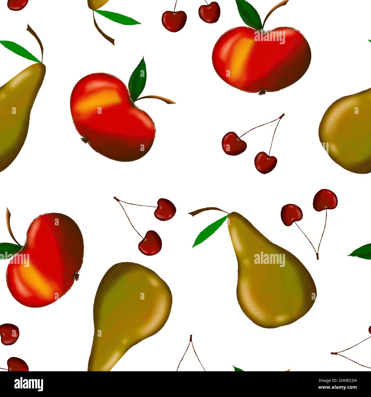 seamless pattern with fruit icons draw on white background Stock Photo ...