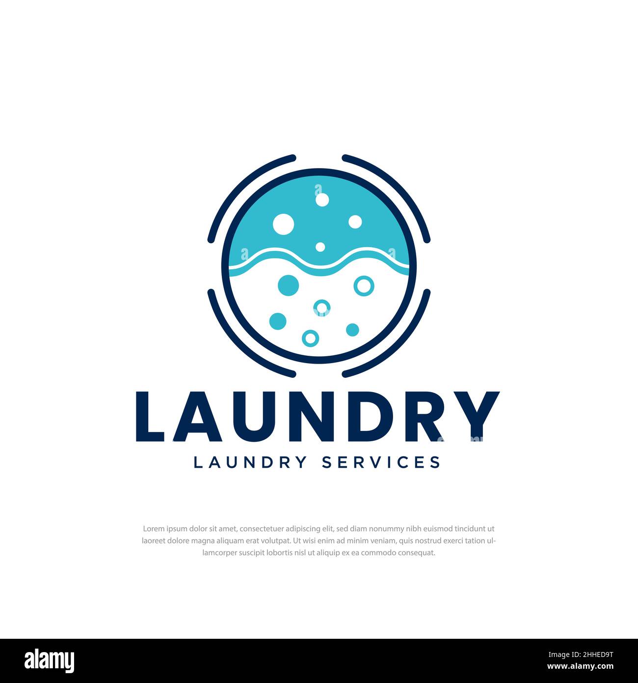 Laundry and dry cleaning icon logo design with bubbles for washing business clothes cleaning modern template Stock Vector