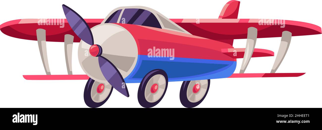 Vintage airplane icon. Cartoon plastic plane toy Stock Vector