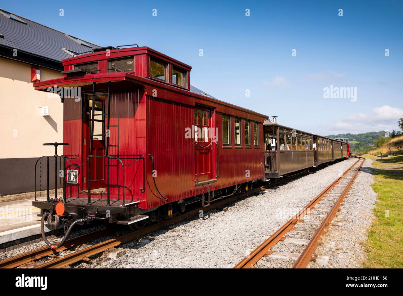 UK, Wales, Merthyr Tydfil, Pant, Brecon Mountain Railway, train at station platform Stock Photo