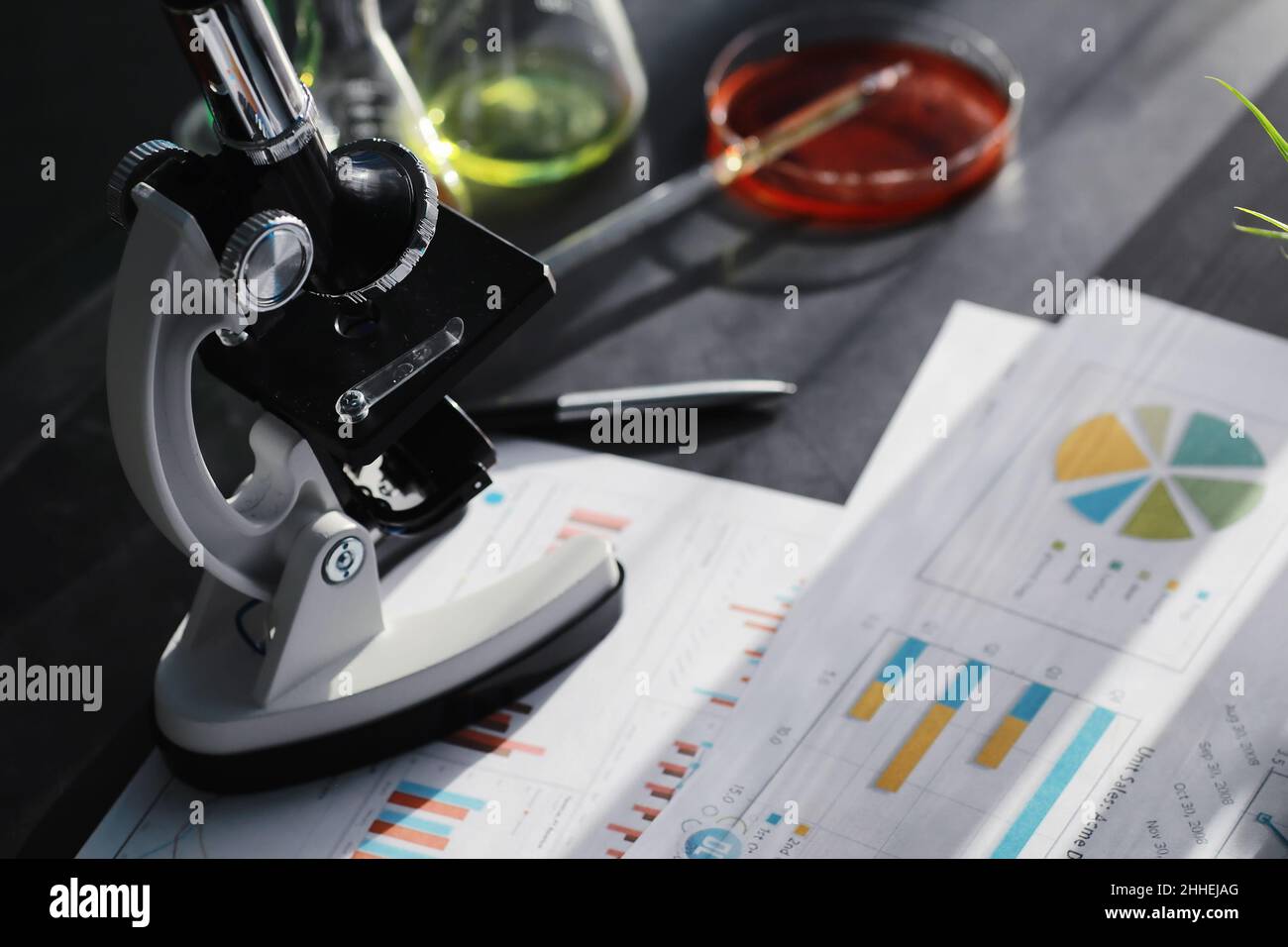 Drug Testing Microscope Laboratory research. Drug testing. Chemical experiments in the ...