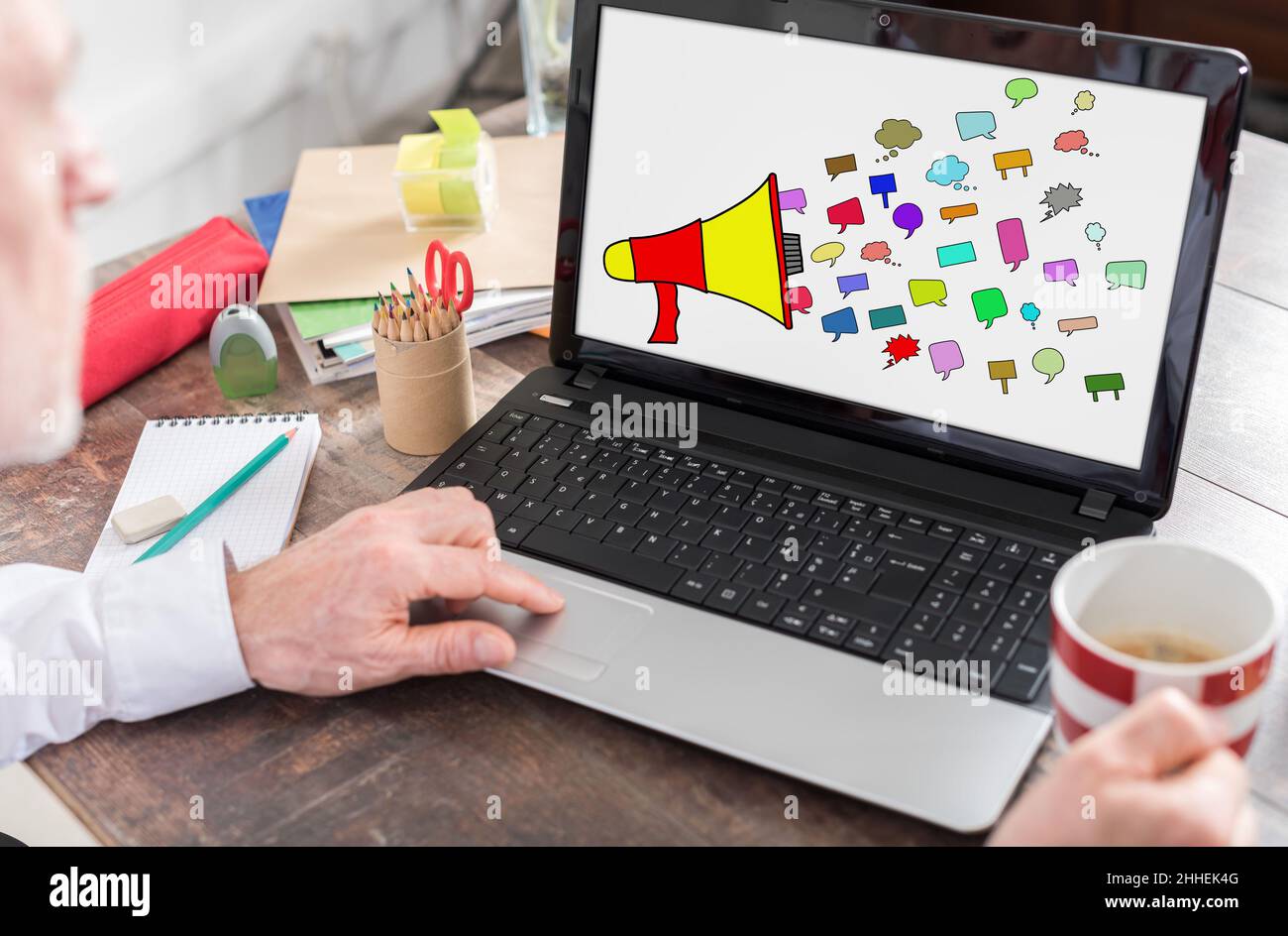 Communication concept shown on a laptop screen Stock Photo