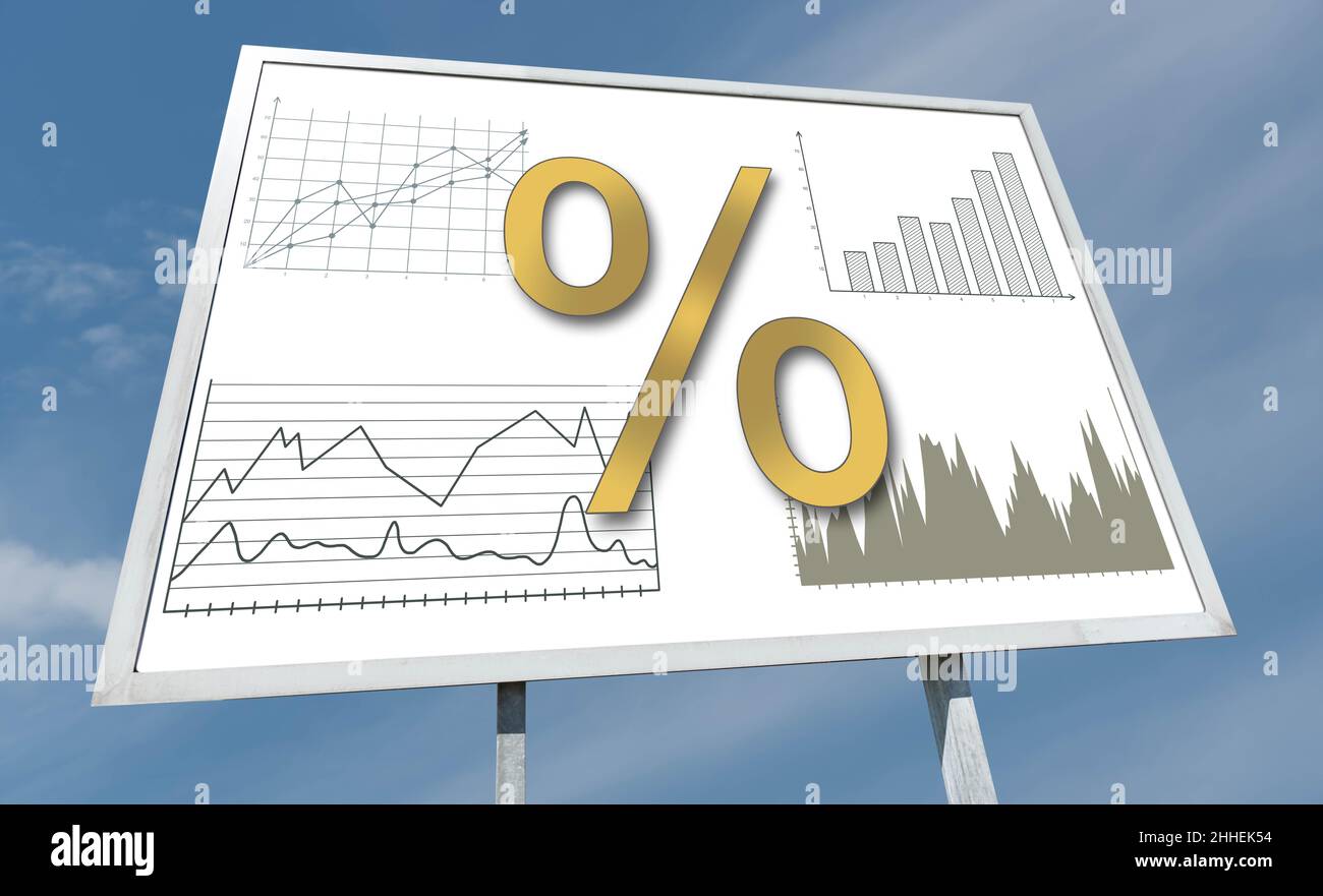 Interest rates concept drawn on a billboard Stock Photo - Alamy
