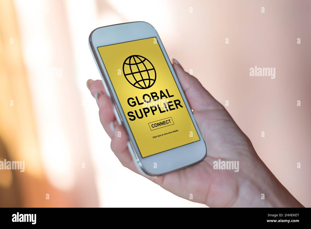 Smartphone screen displaying a global supplier concept Stock Photo