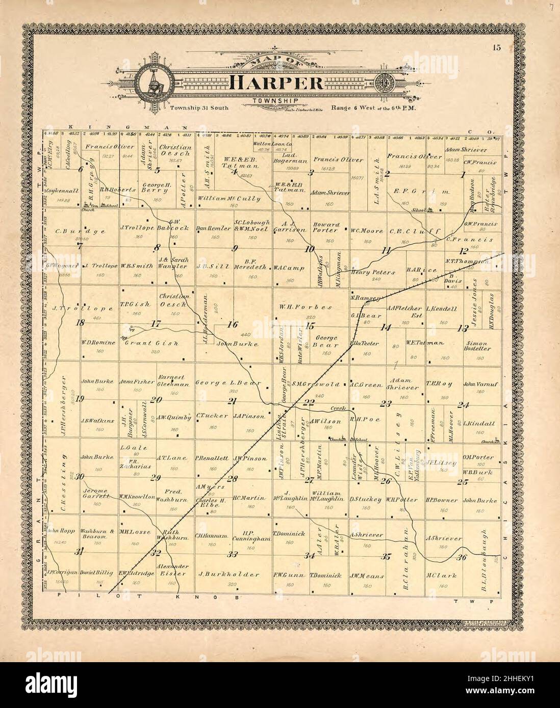 Standard atlas of Harper County, Kansas including a plat book of the villages, cities and