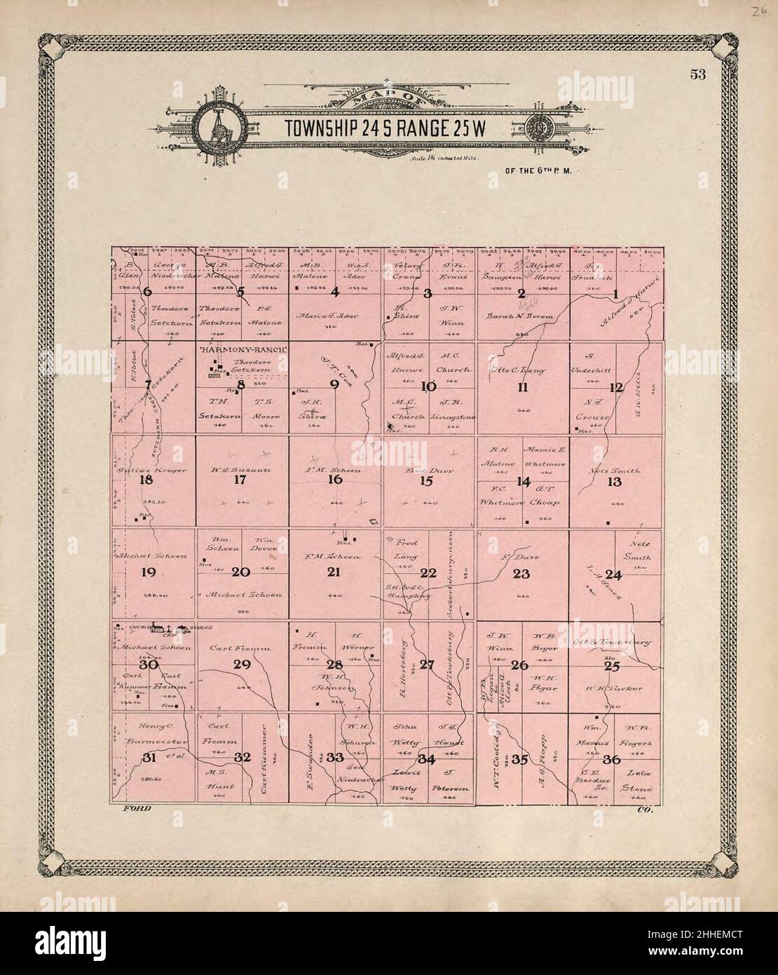 Standard atlas of Hodgeman County, Kansas - including a plat book of the villages, cities and townships of the county, map of the state, United States and world, patrons directory, reference Stock Photo