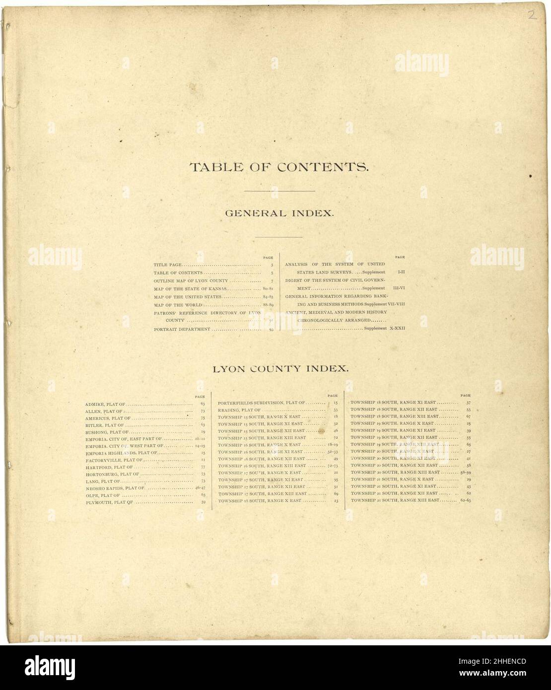 Standard atlas of Lyon County, Kansas including a plat book of the