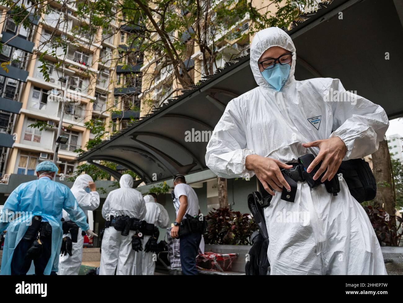 Hong Kong, Hong Kong. 22nd Jan, 2022. Police officers wearing personal