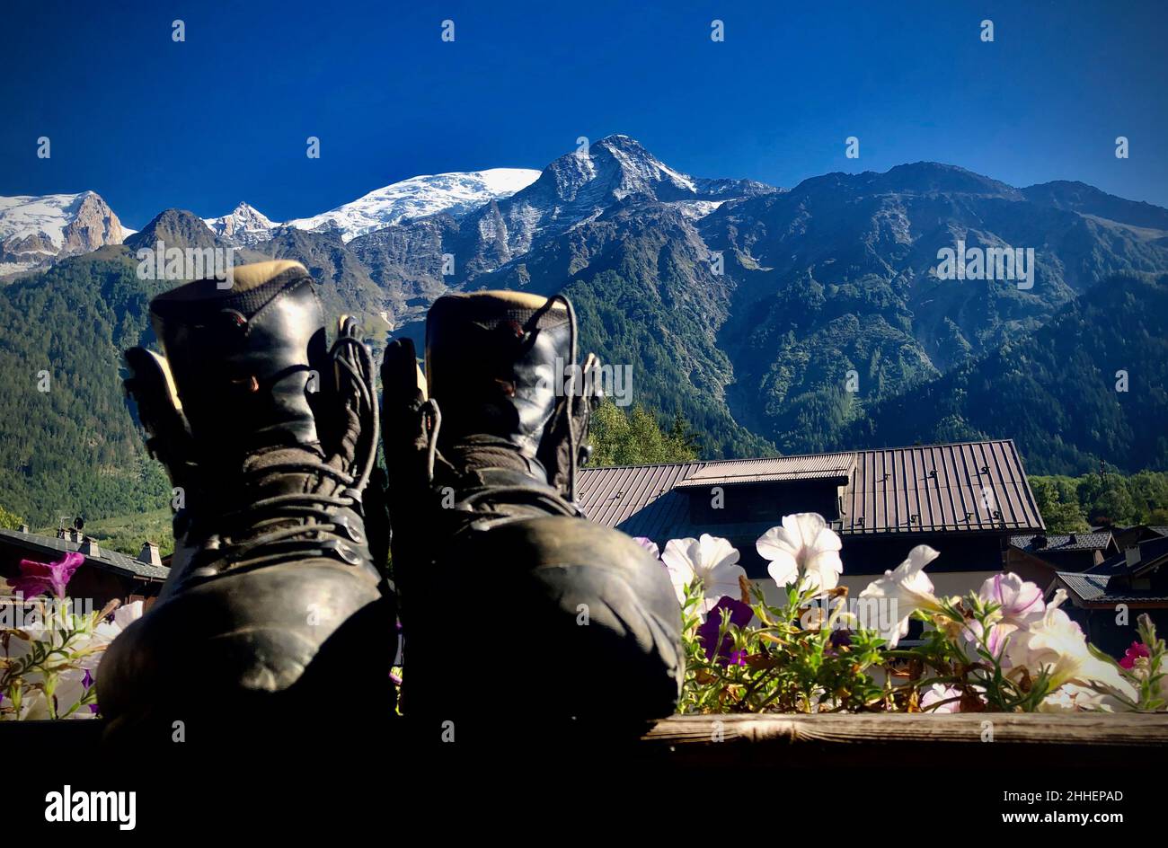 Walking Boots at the Foot of Mont Blanc Stock Photo Alamy