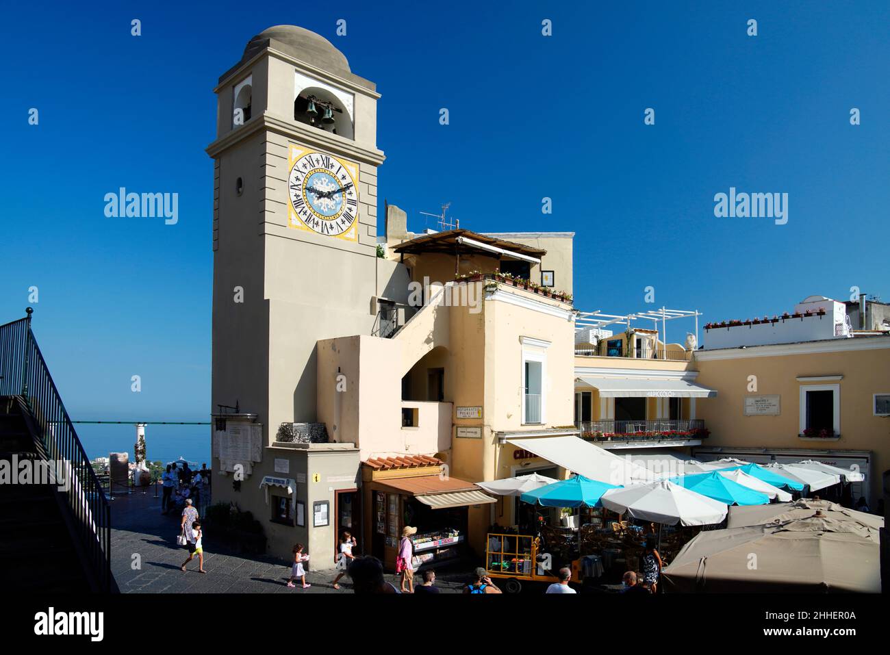 Bell Tower (Torre dell'Orologio),Piazza Umberto I,Capri,Capri Island,Campania,Italy,Europe Stock Photo