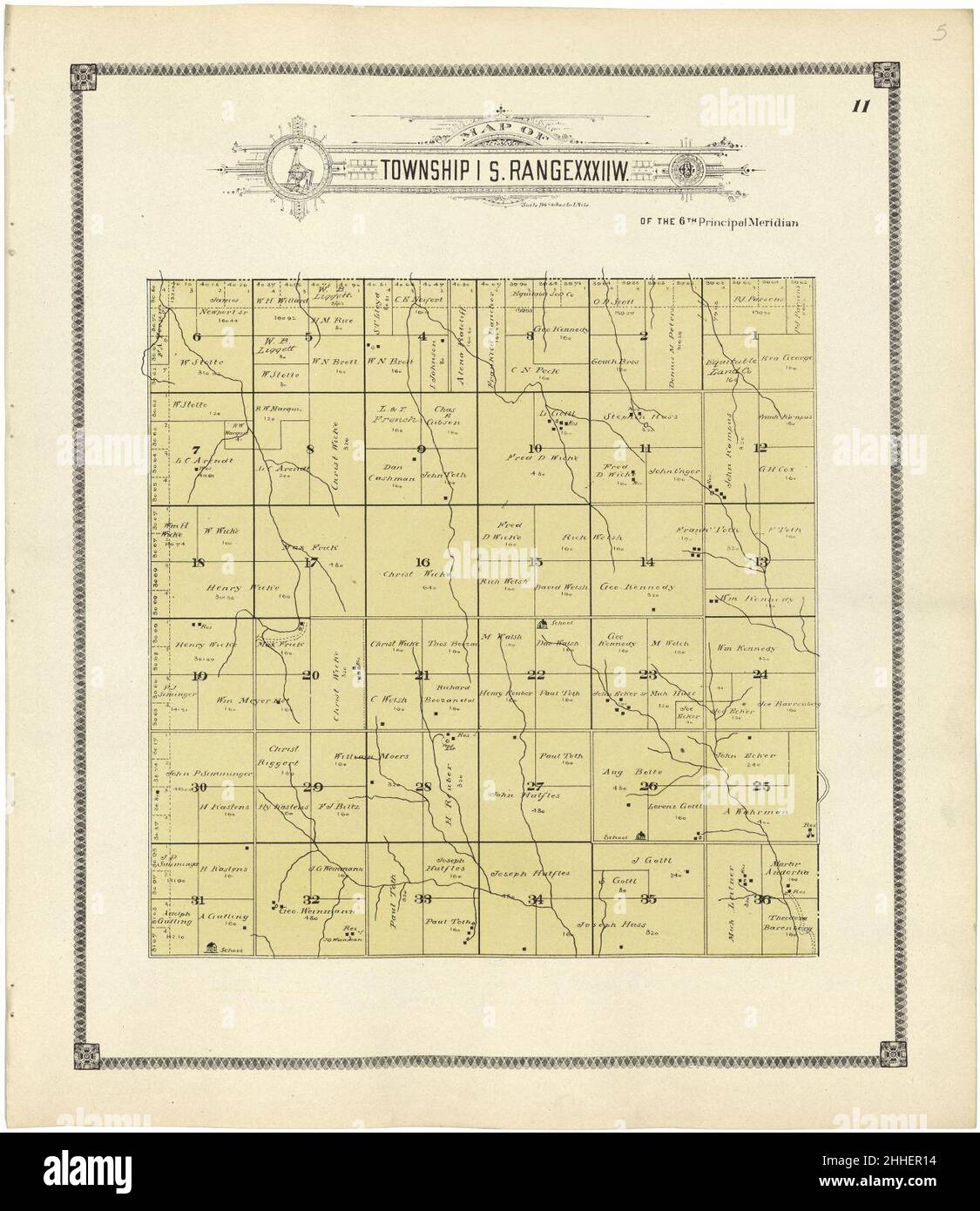 Standard atlas of Rawlins County, Kansas - including a plat book of the villages, cities and townships of the county, map of the state, United States and world, patrons directory, reference Stock Photo