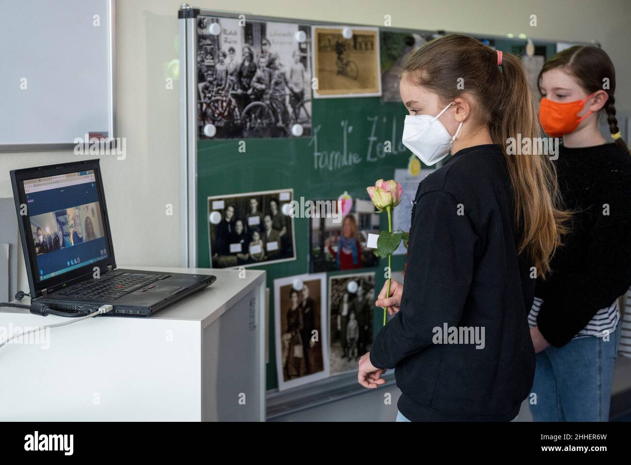 Berlin, Germany. 24th Jan, 2022. Two students from the elementary ...