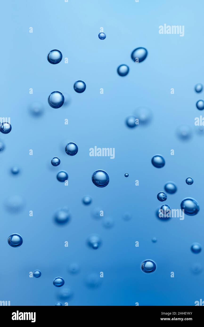 Abstract blue background with bubbles with depth effect Stock Photo