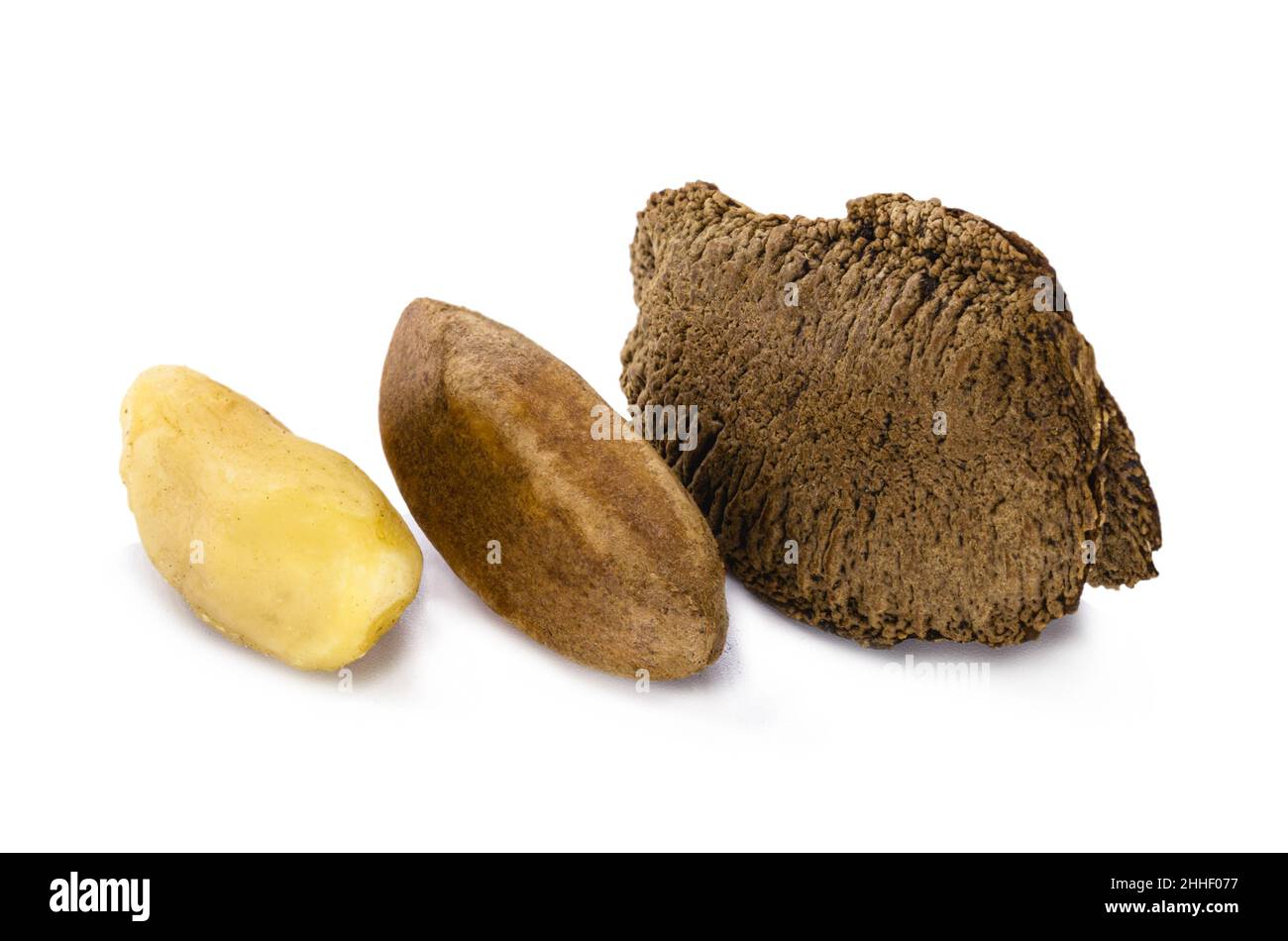 Brazil nuts, also known as Brazil nuts, on isolated white background