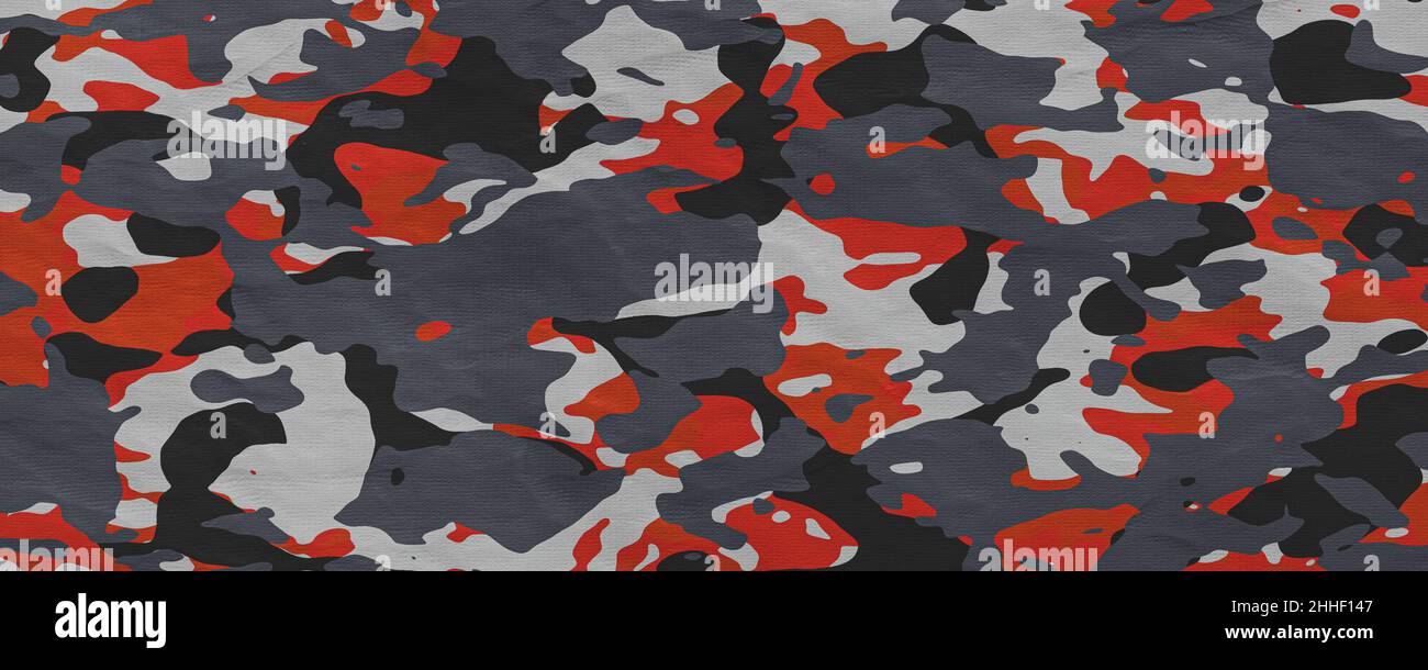 Camouflage military texture. Army red and grey pattern cloth. Stock Photo