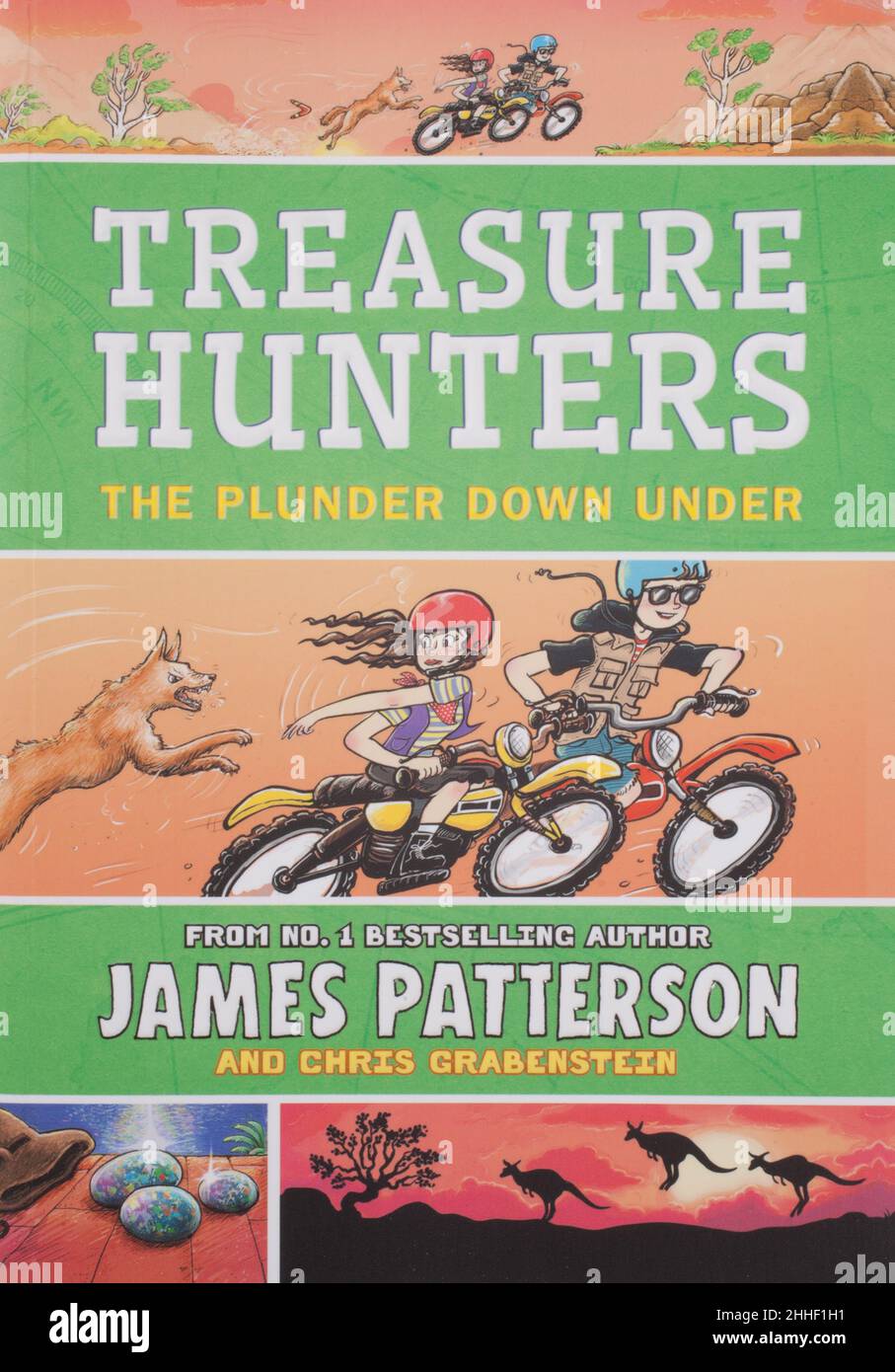 The book, Treasure Hunters, The Plunder Down Under by James Patterson Stock Photo