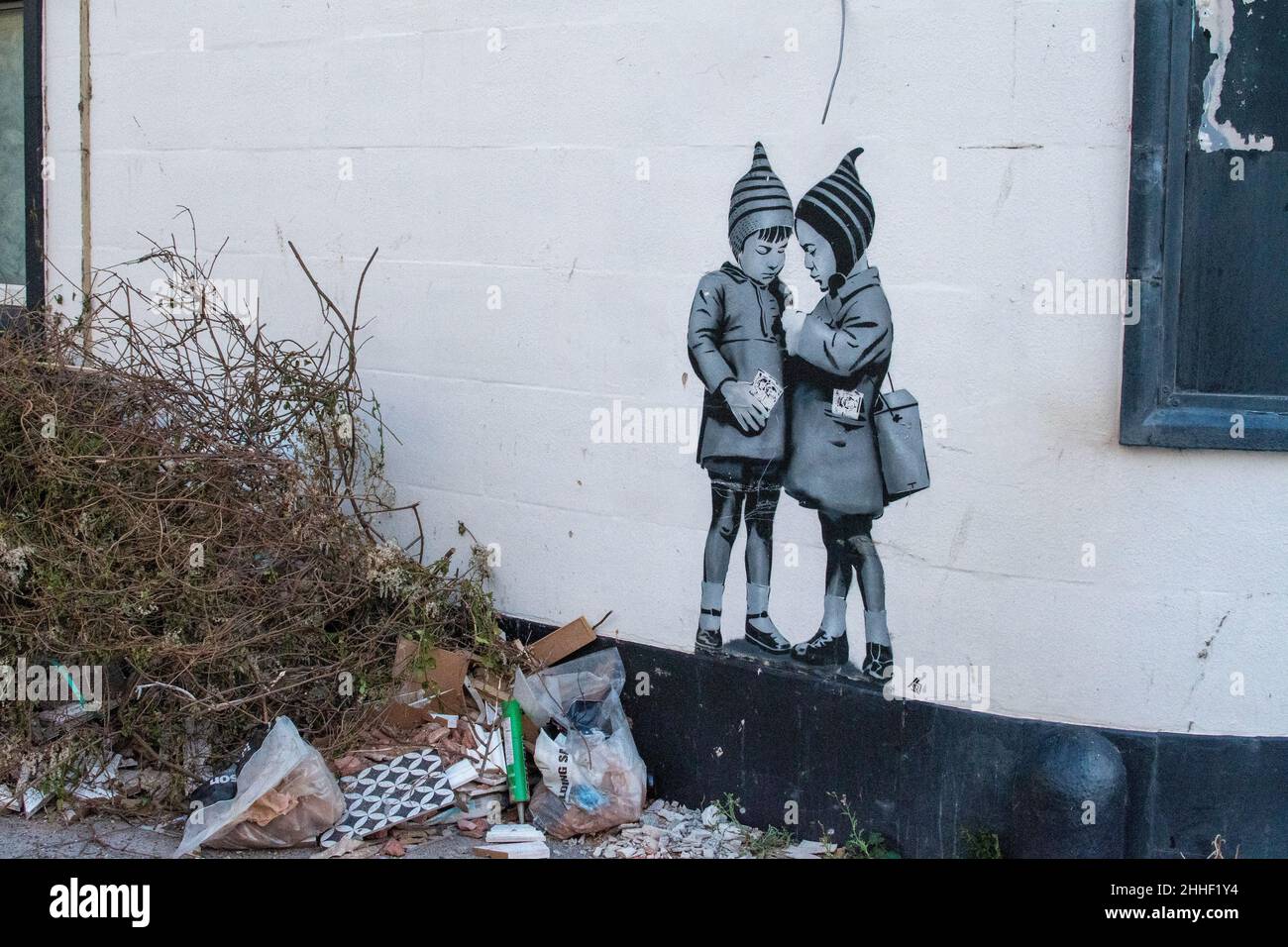 Two children graffiti Stock Photo