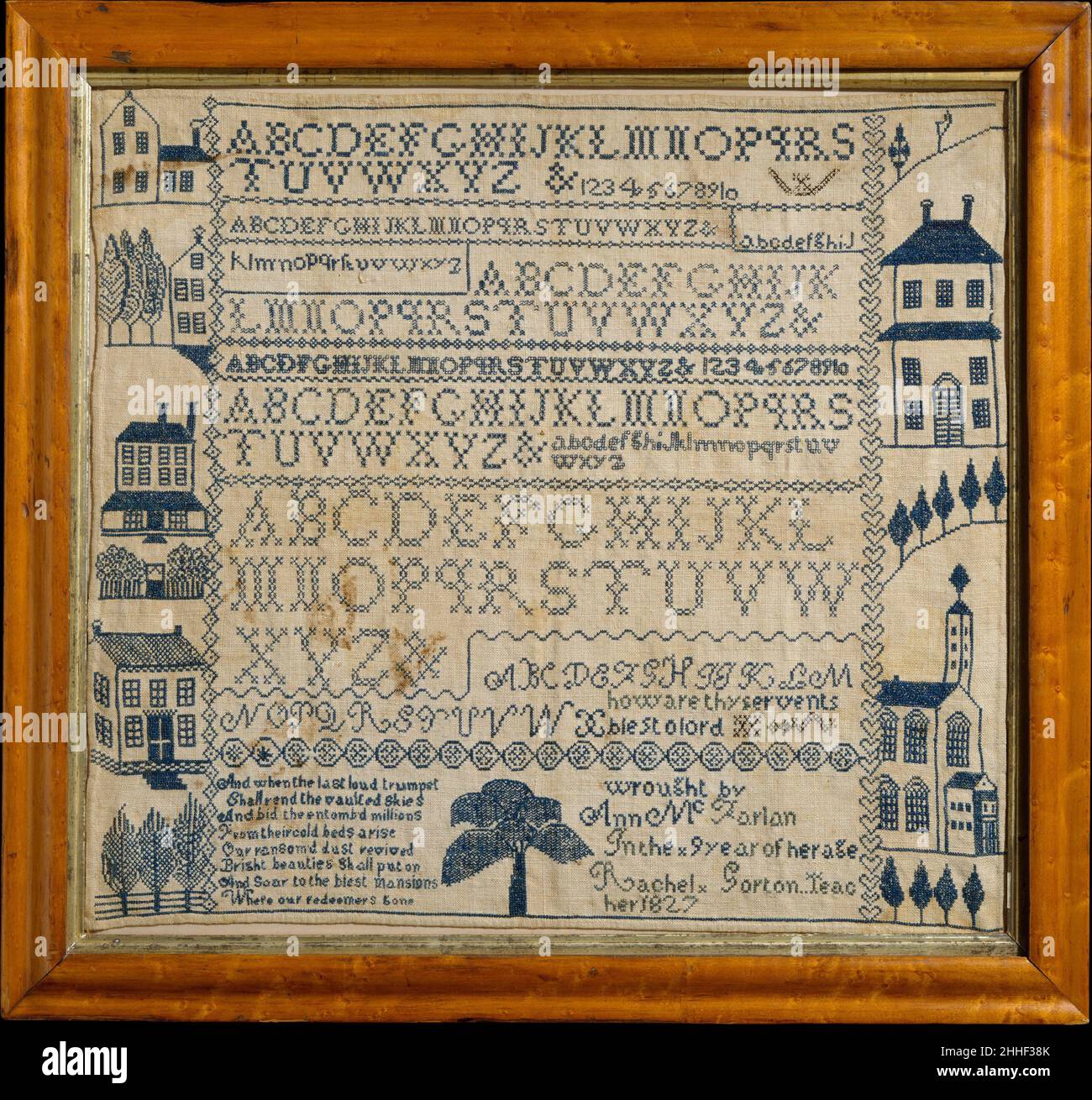 Sampler with apocalyptic verse 1827 Ann McFarlan American This