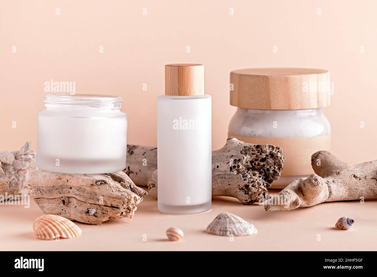 Still life with reusable bottle with scincare cosmetics, facial