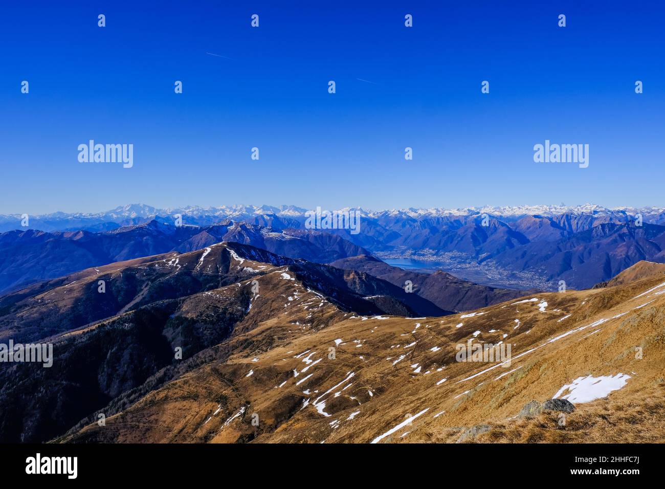 Panoramic view over the Alps, Monte Rosa ridge Stock Photo - Alamy