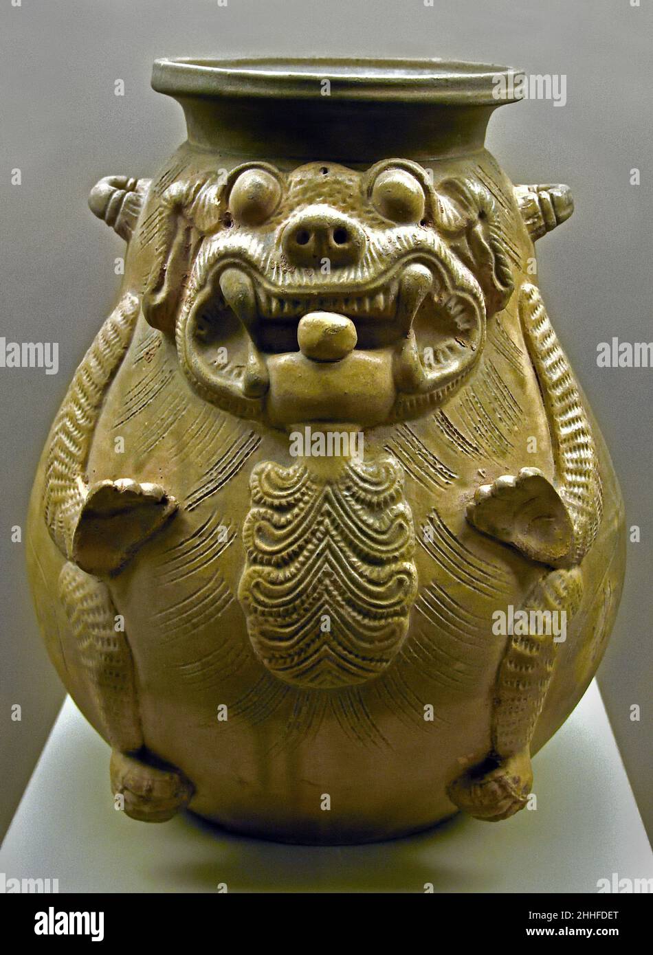 Mythical beast ( a tomb guardian ) Henan, Western Jin 3rd  century A.D.  China, Chinese. Stock Photo
