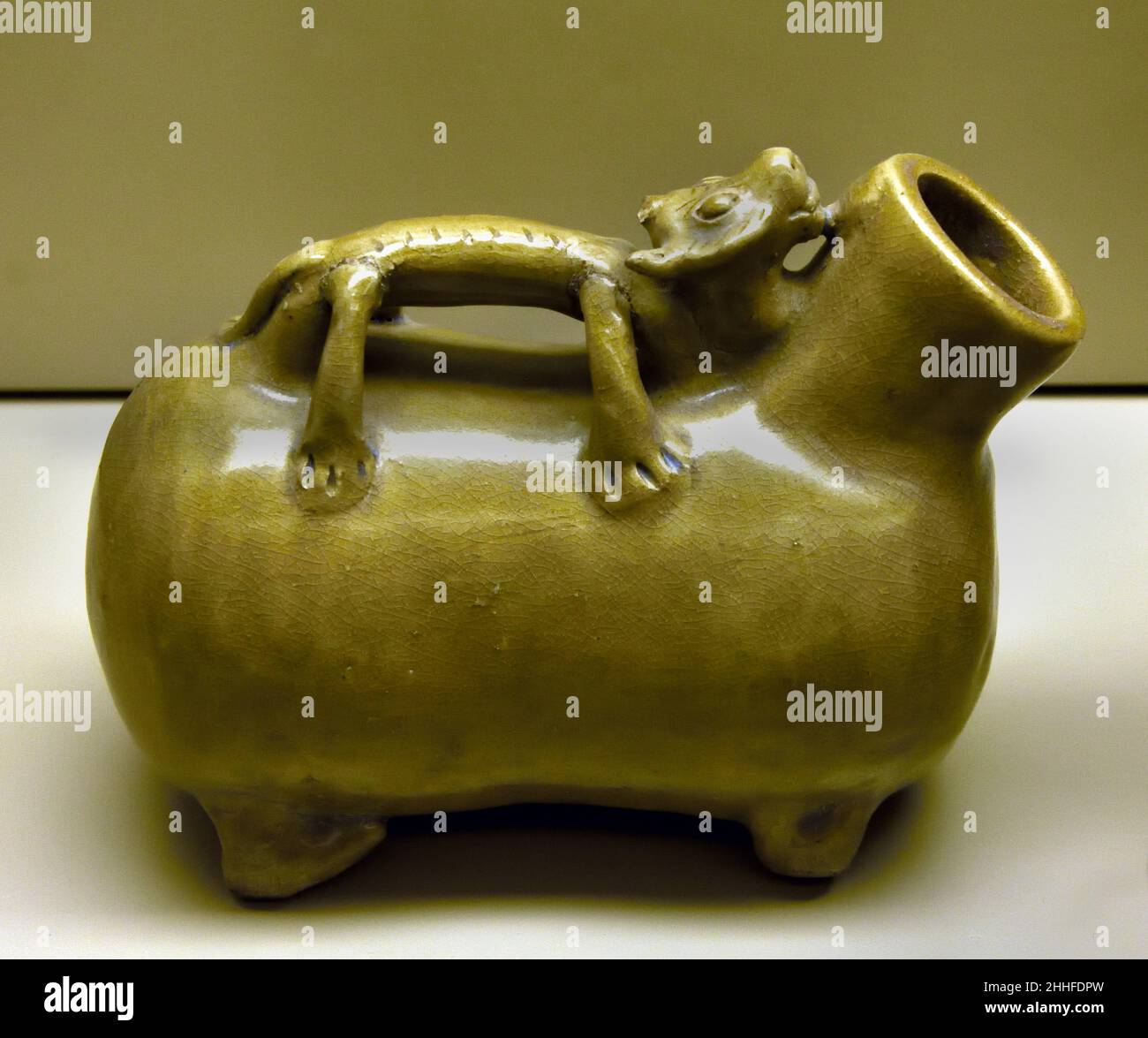 China, Chinese.Wares from the lower course of the Yangtze river,  Zhejiang . Three Kingdoms - Western Jin 3rd -early 4th century A.D.  China, Chinese. Stoneware glaze. Stock Photo