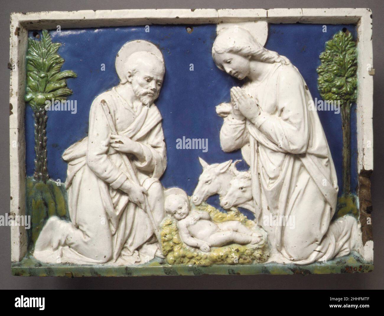 Nativity late 15th–early 16th century Workshop of Andrea della Robbia Italian From the predella of an altarpiece.. Nativity  208764 Stock Photo