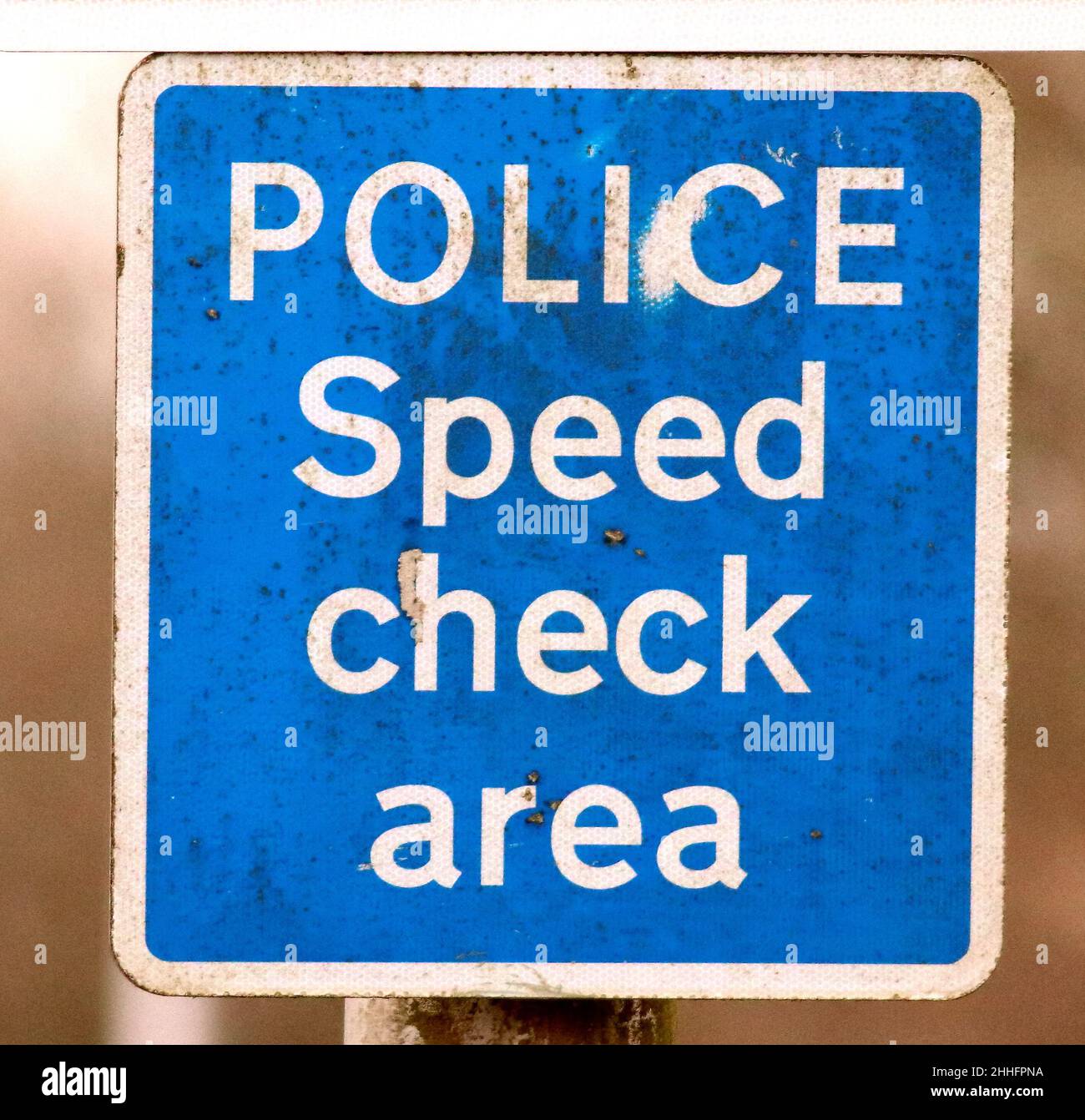 Police speed check sign Stock Photo Alamy