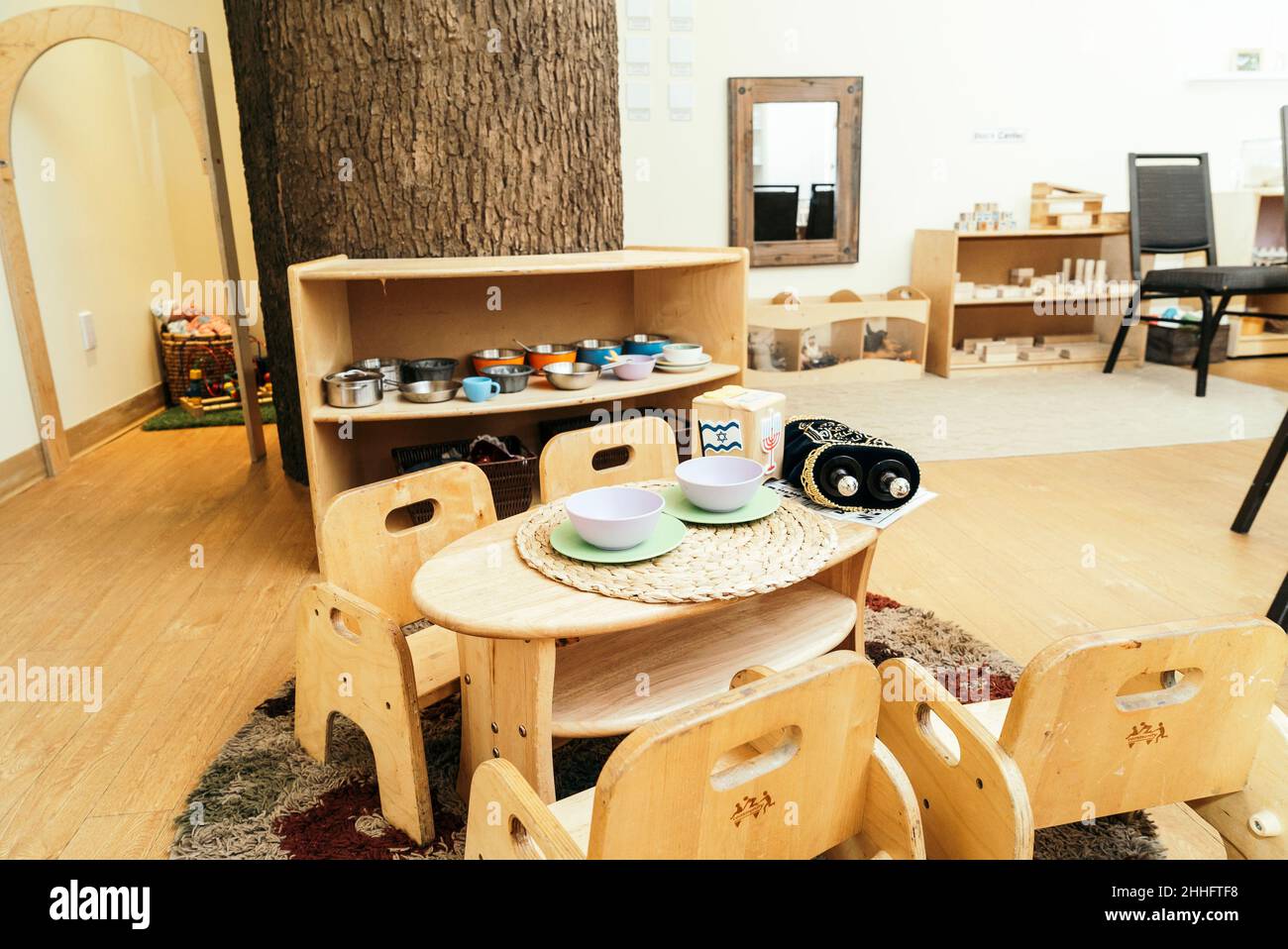 Pre kindergarten classroom and activity center in a private school in