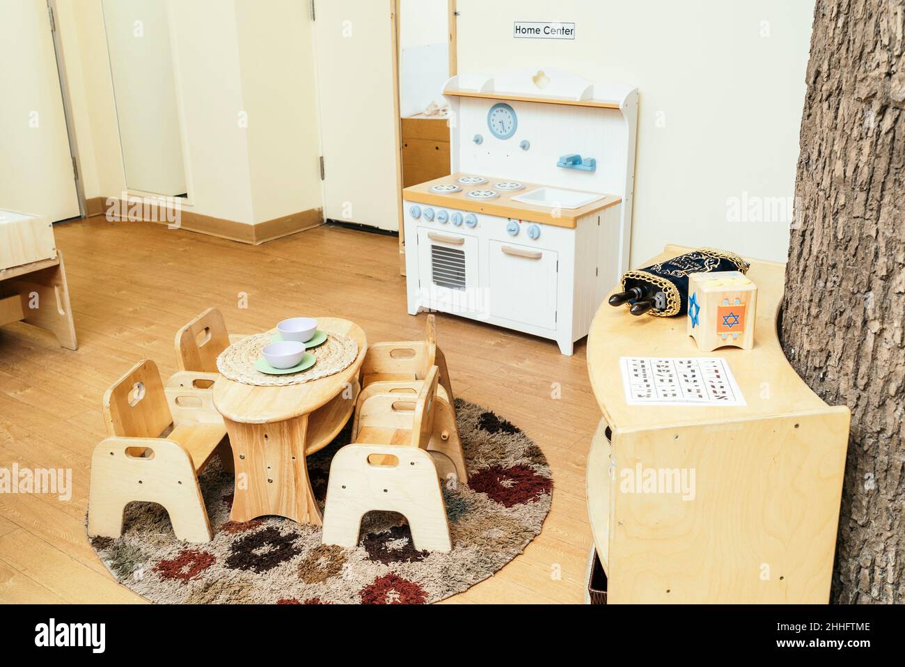 Pre kindergarten classroom and activity center in a private school in