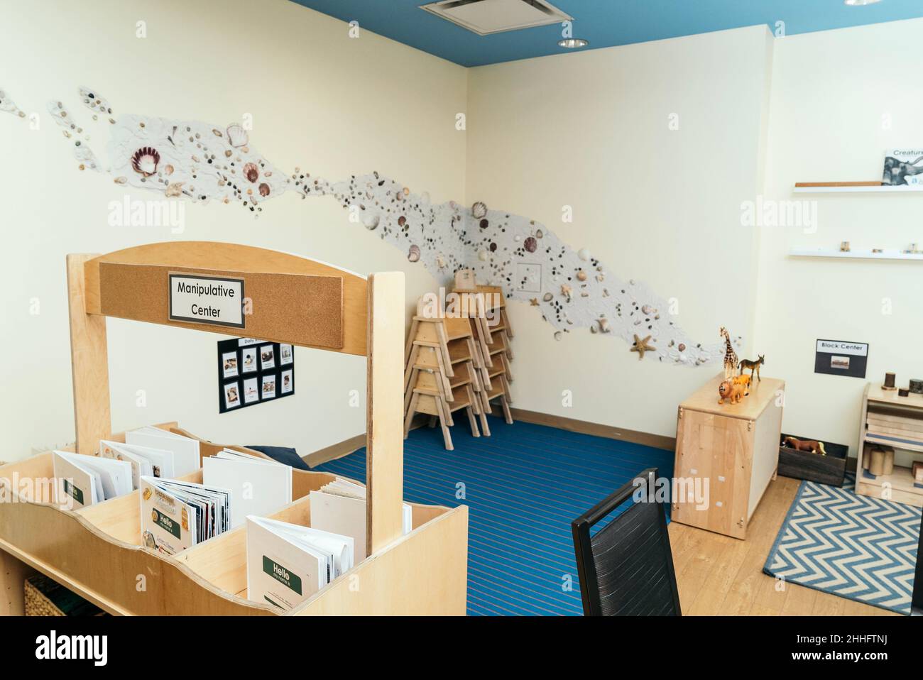 Pre kindergarten classroom and activity center in a private school in