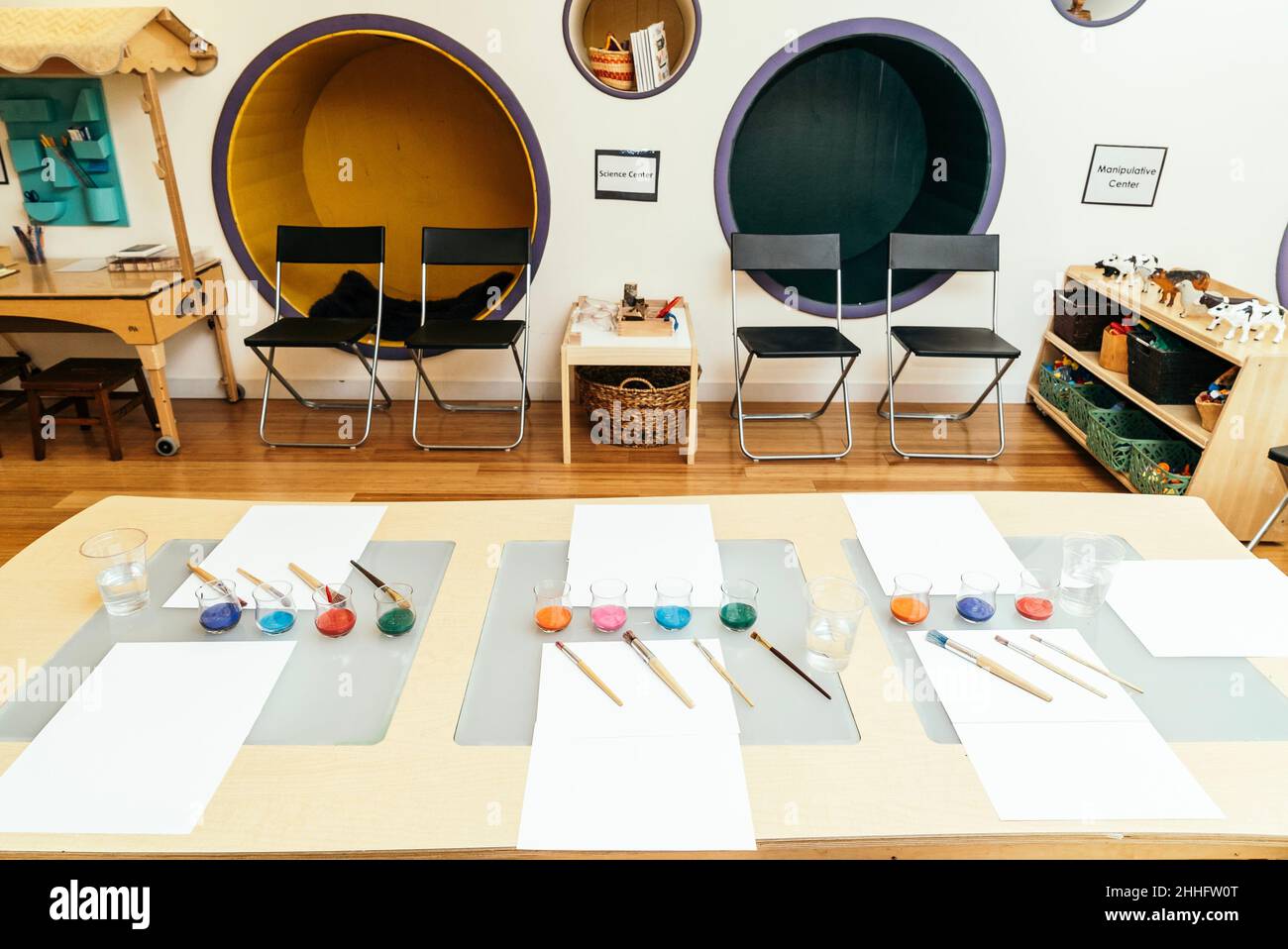 Pre kindergarten classroom and activity center in a private school in