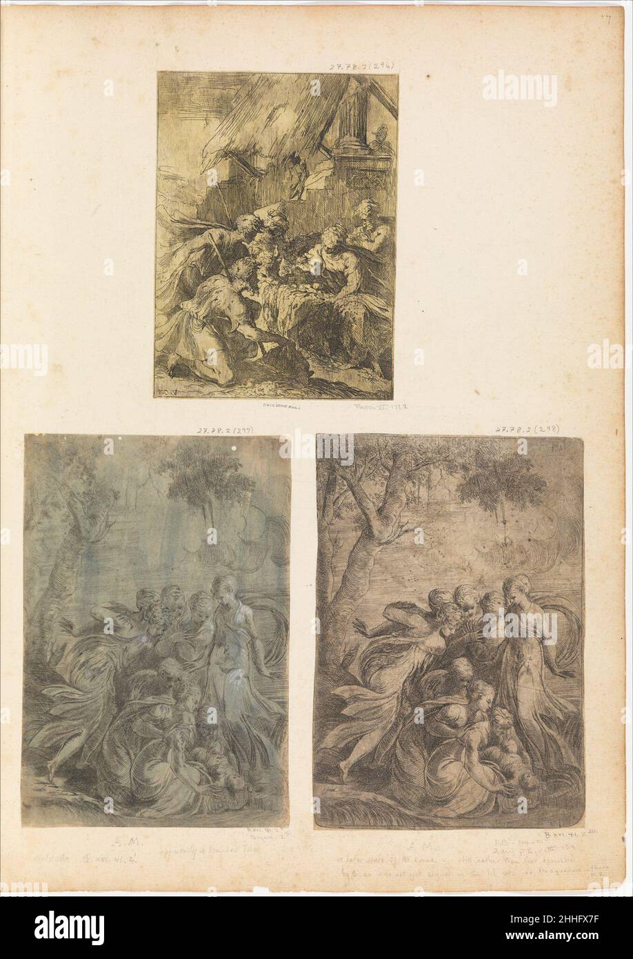 Moses Rescued from the Nile ca. 1540–44 Andrea Schiavone (Andrea Meldola) Italian In Mariette Album, folio 7, bottom left. Moses Rescued from the Nile  366229 Stock Photo