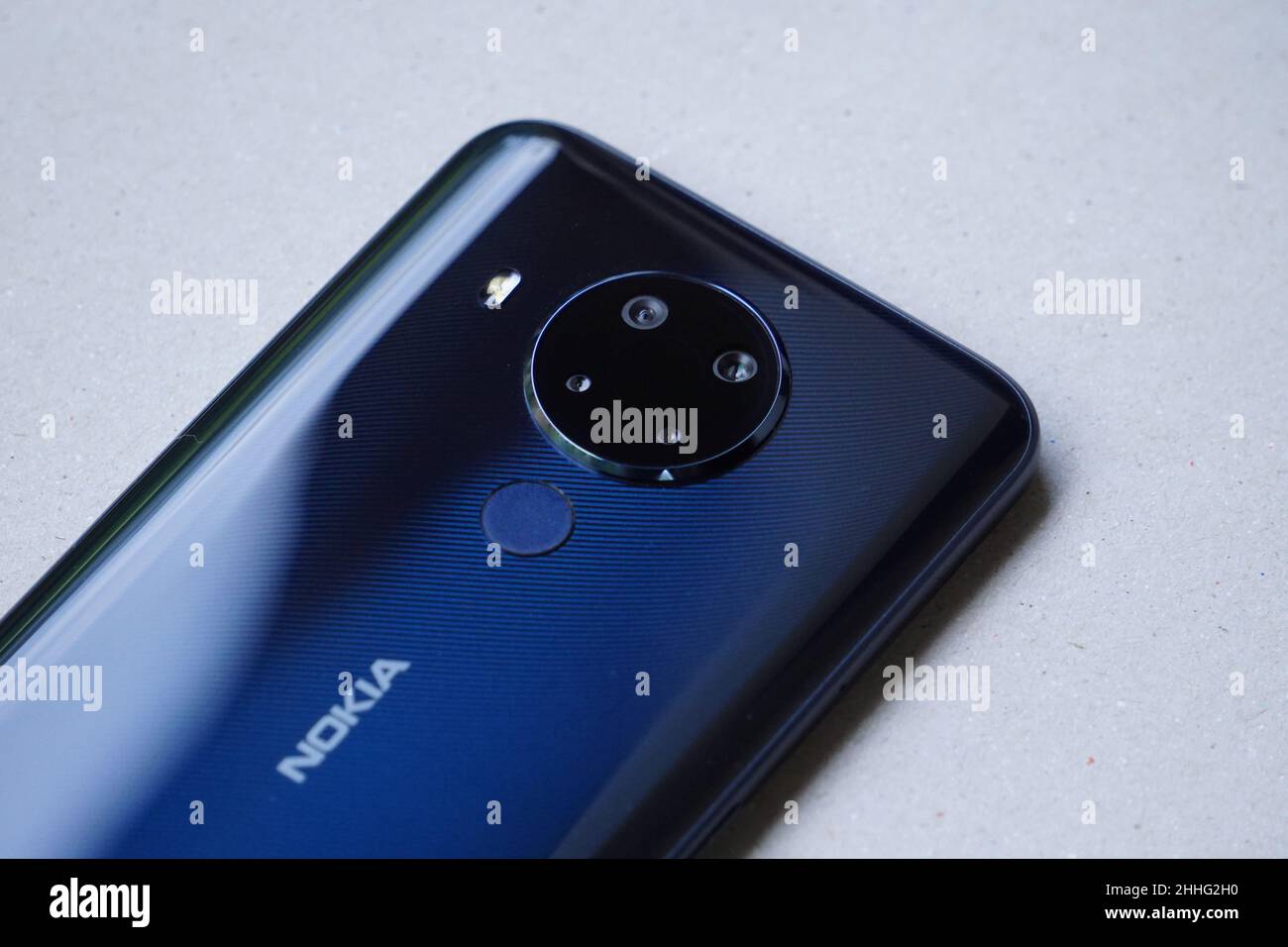 Nokia 5.4 Back side camera module closeup Stock Photo