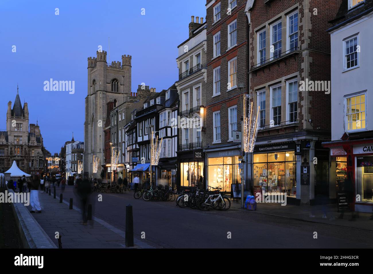 Christmas lights along Kings Parade, Cambridge City, Cambridgeshire