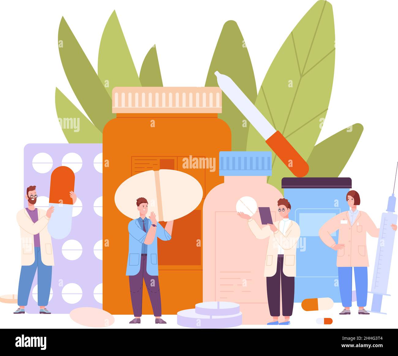 Pharmacists in drug industry. Pharmacist on pills, pharmacy business, doctors with medical