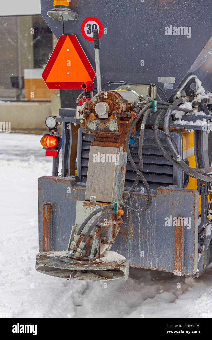 Salt Spreader Vehicle Cold Winter Snow Street Stock Photo Alamy