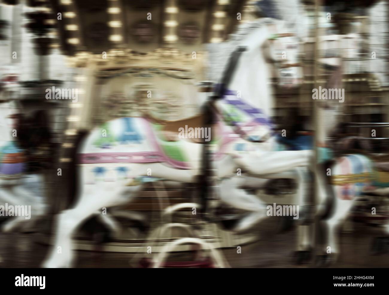 carousel horse with motion blur Stock Photo