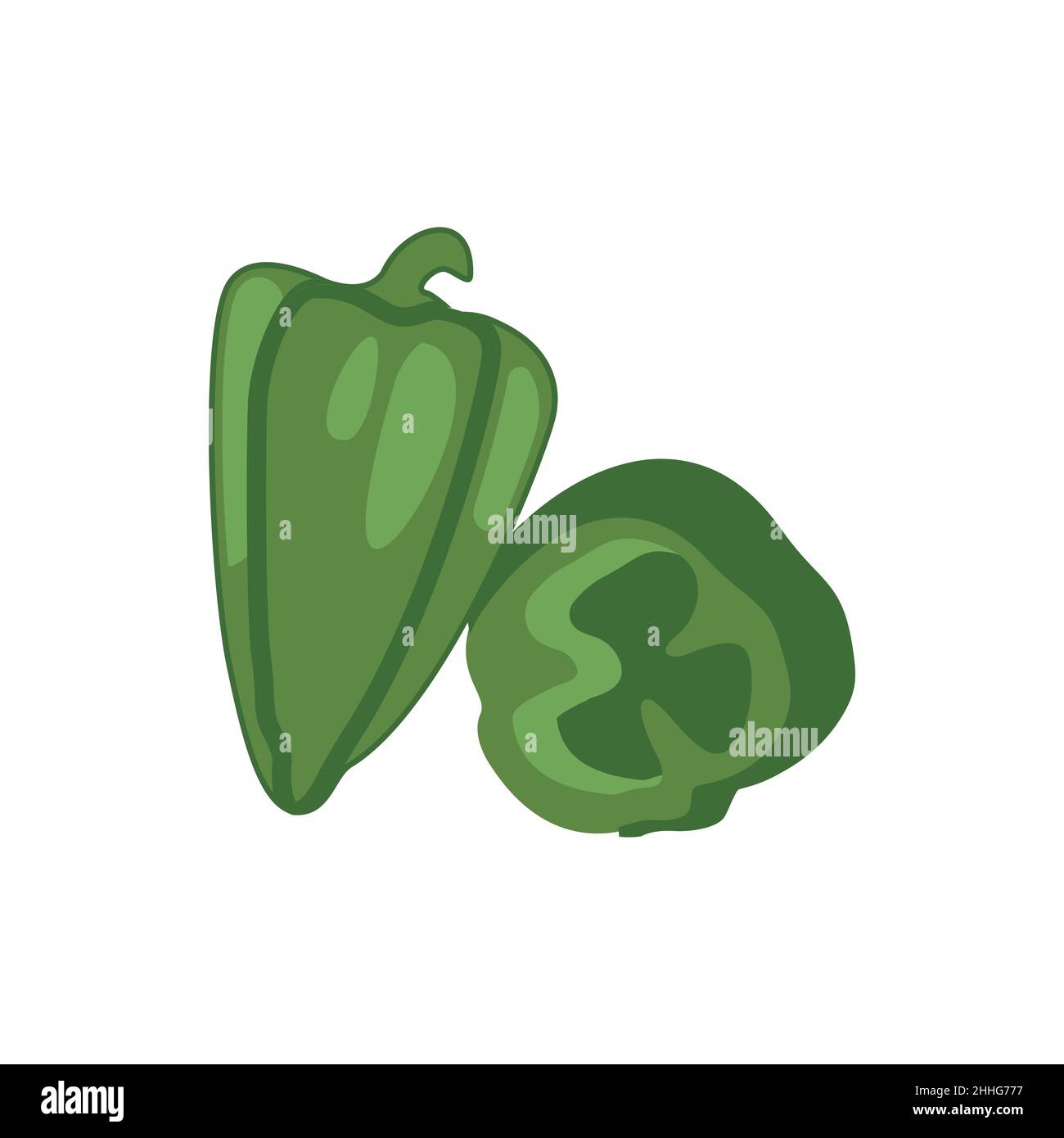 Illustration of a green pepper in a flat design Stock Vector Image ...