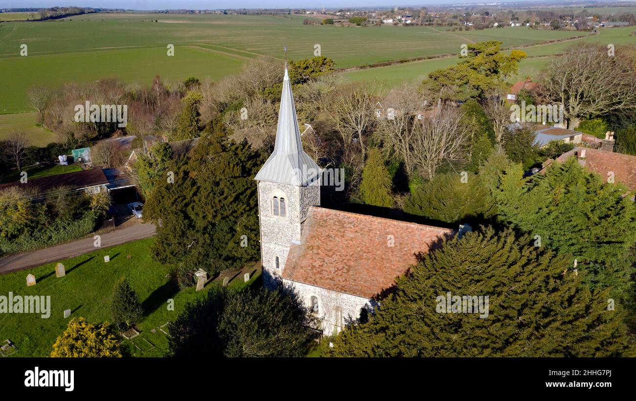 Arial view of St Mary the Virgin Church, Ripple, Kent Stock Photo Alamy