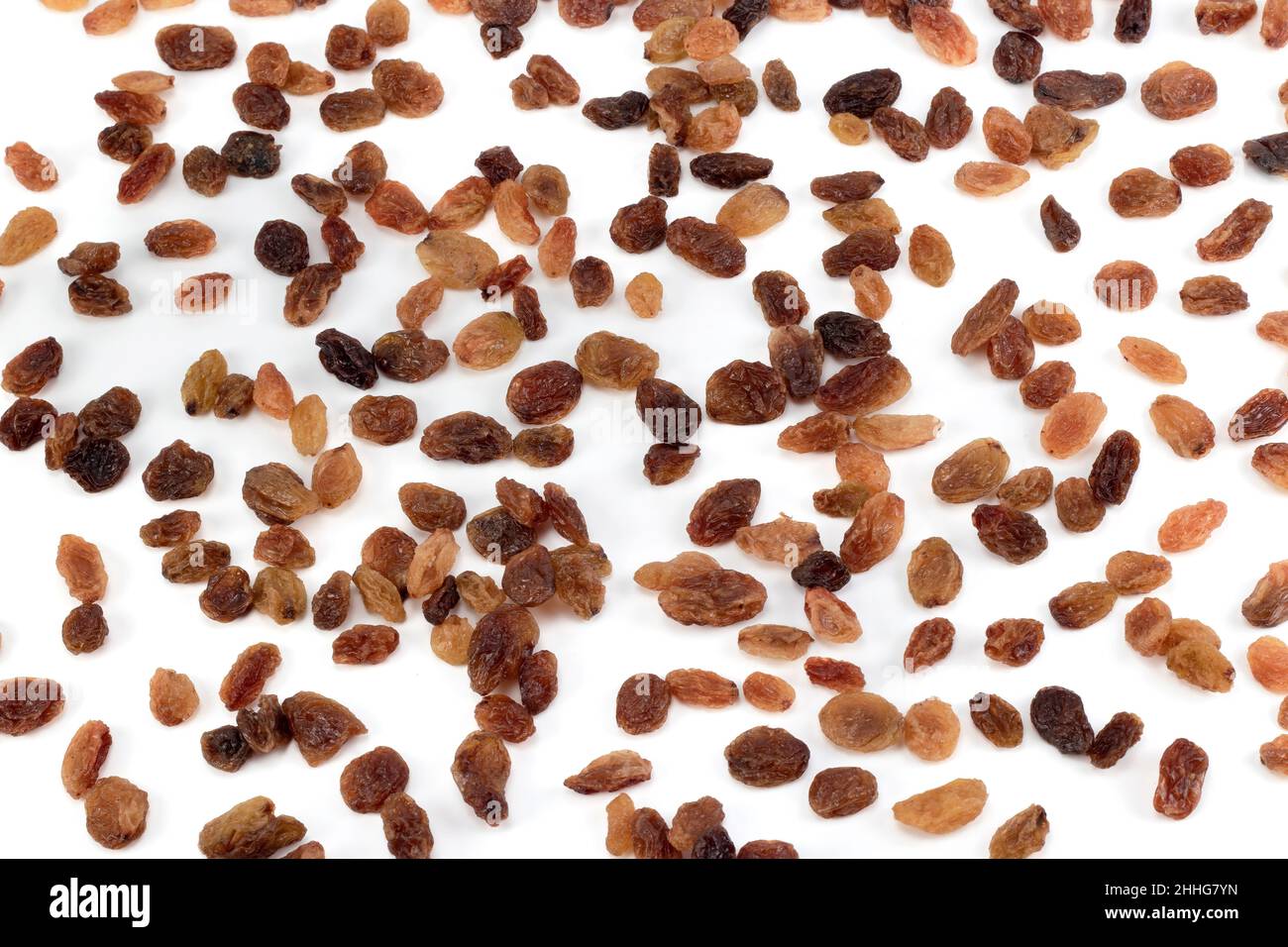 Dried raisins isolated on white background. Stock Photo