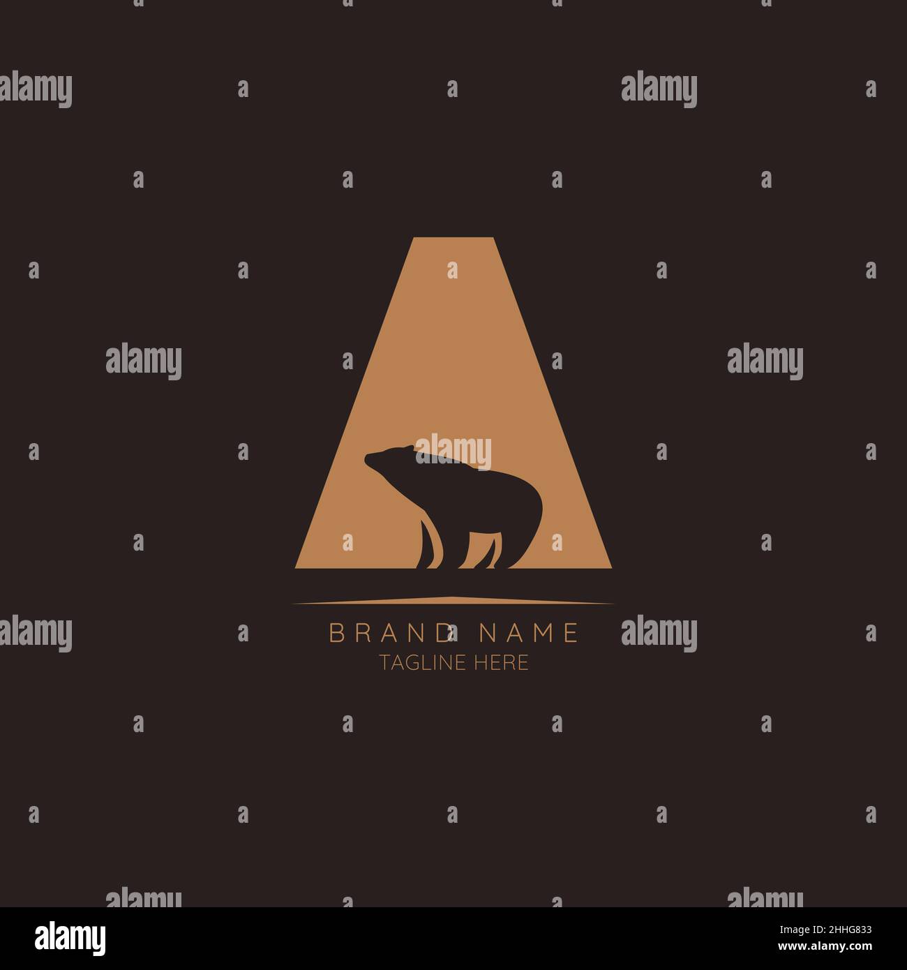 Logo template letter A with bear incorporated. Negative Space abstract Style Modern Vector Editable Stock Vector