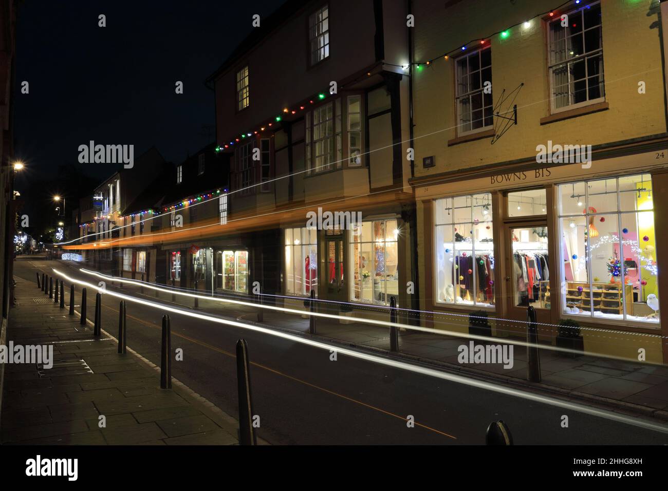 Christmas lights along Magdalene Street, Cambridge City, Cambridgeshire