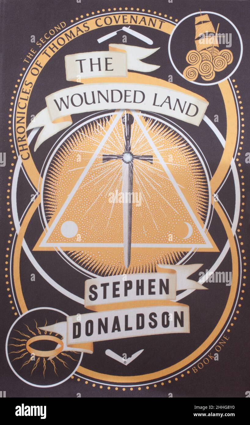 The book, The Wounded Land, from the Chronicles of Thomas Covenant by Stephen Donaldson Stock Photo