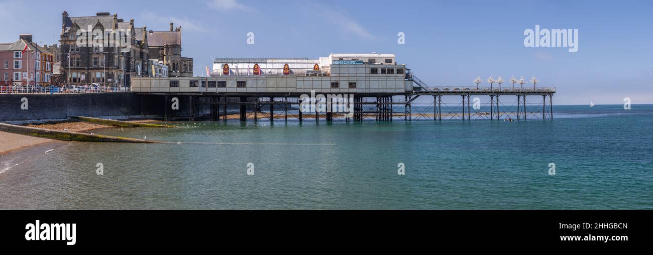 Panoramic view of Aberystwyth pier, Ceredigion, Wales Stock Photo