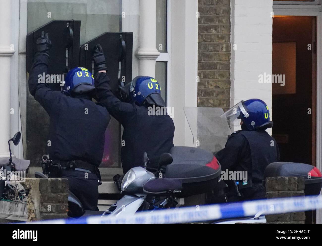 Police outside a house on High Road, Leyton, east London after an ...