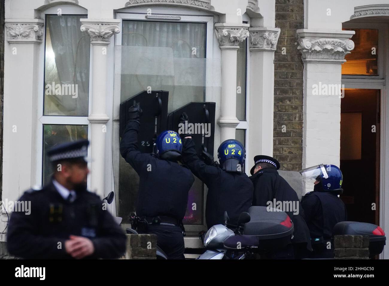 Police outside a house on High Road, Leyton, east London after an ...