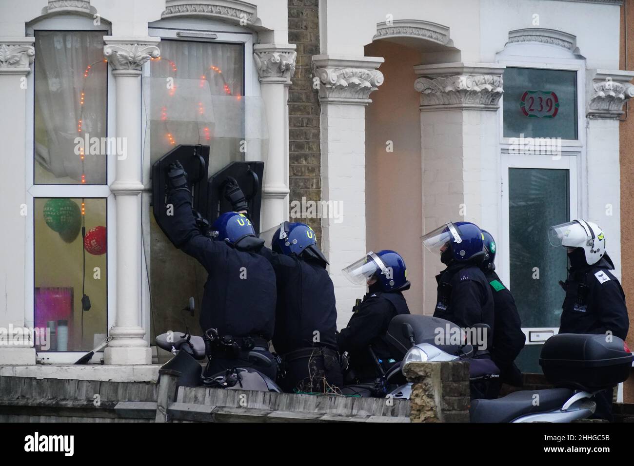 Police outside a house on High Road, Leyton, east London after an ...