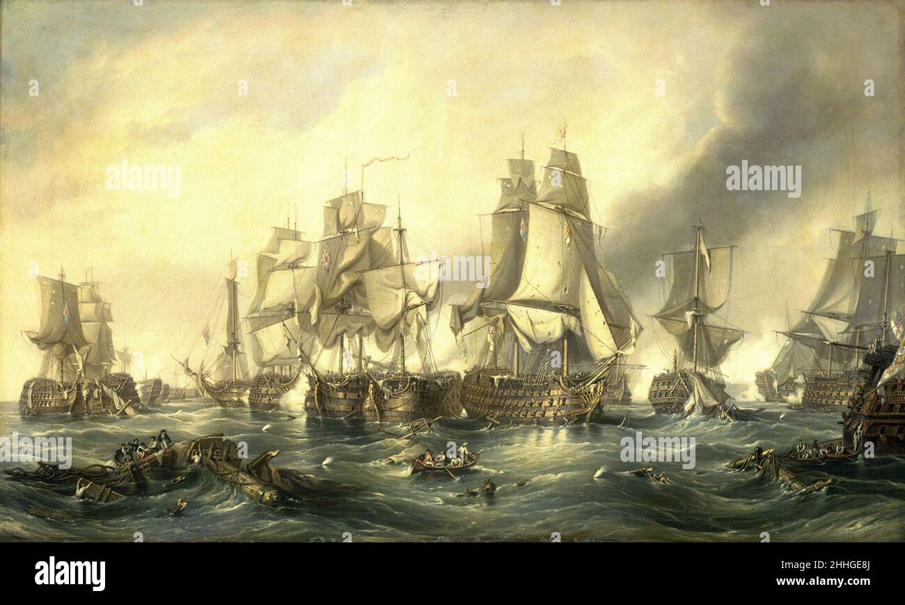 The Battle of Trafalgar, 21 October 1805, death of Nelson (by Clarkson Frederick Stanfield). Stock Photo