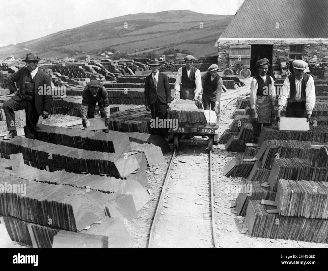 Killaloe Slate Quarry at Portroe, Nenagh, Ireland. 27th June 1929. Stock Photo